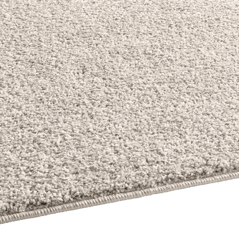 Kurzflor Teppich Designer | Flauschiger Flachflor fürs Wohnzimmer, Esszimmer, Schlafzimmer oder Kinderzimmer | Creme Rund